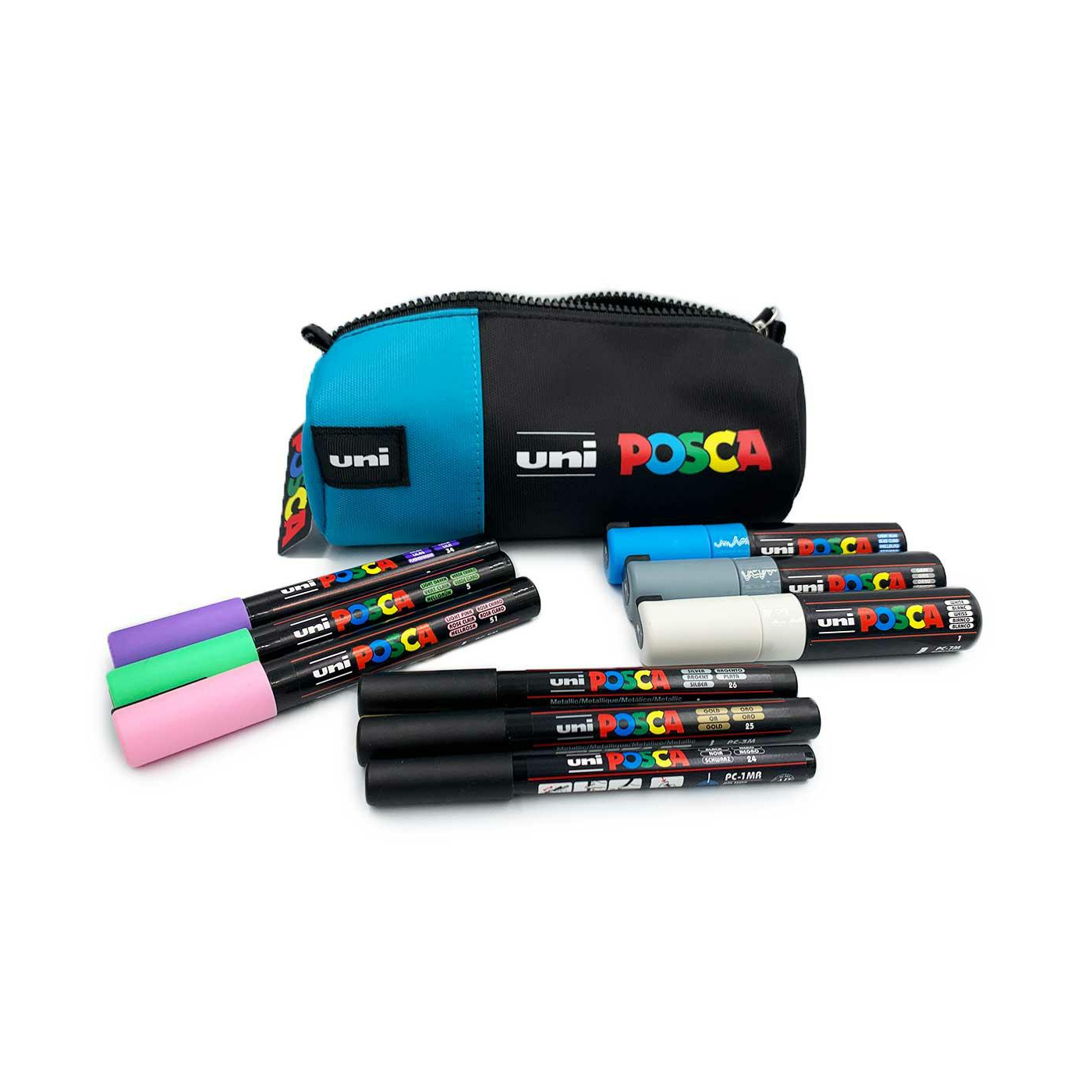 Zestaw markerów Posca 9szt + piórnik niebieski